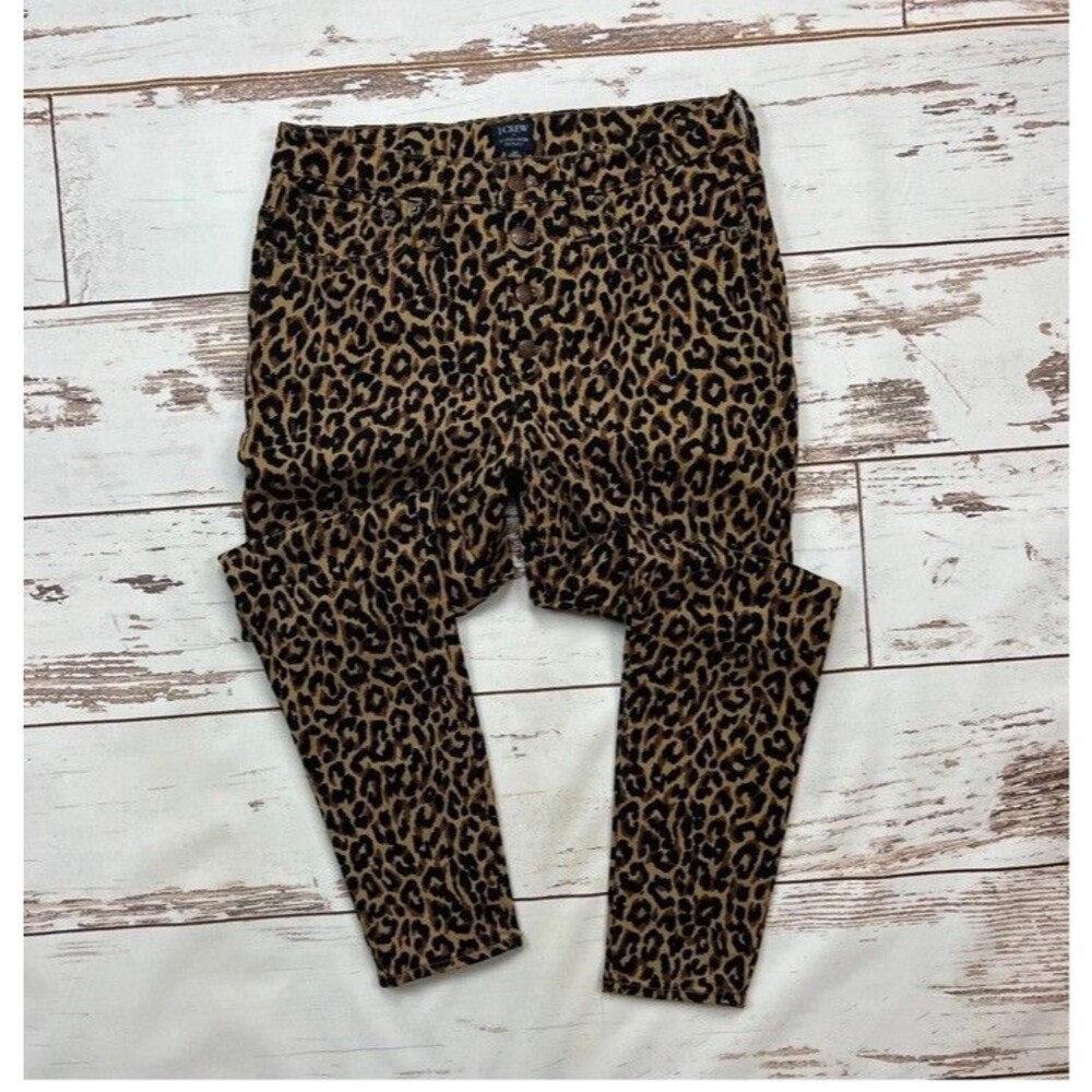 J.Crew Leopard Print High Rise Straight Leg Jeans Women Size 27